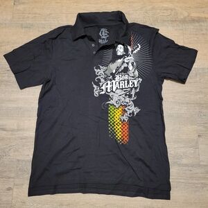 Bob Marley Rastaman Polo Black Light Weight Men Size Large